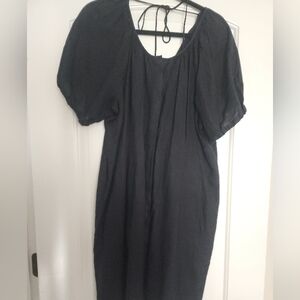 J. Crew Black Puff-Sleeve Midi Dress